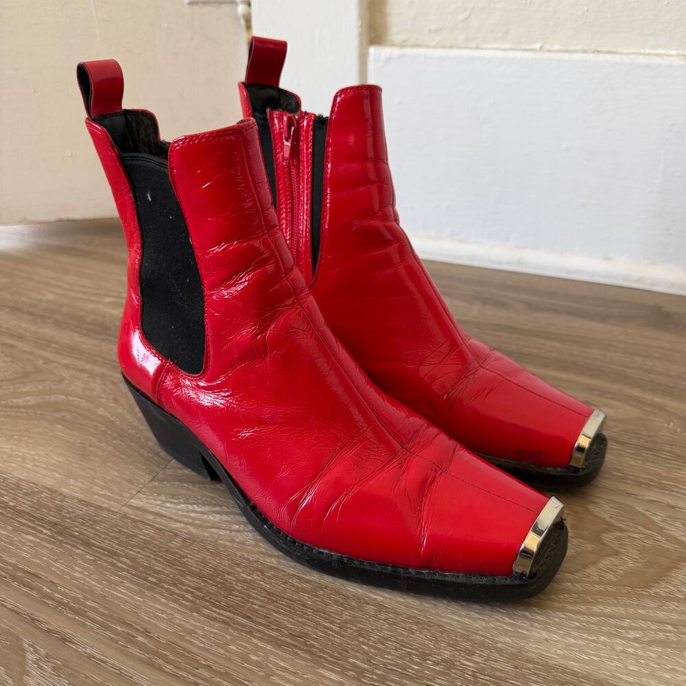 Jeffery Campball patent leather boots with metal toe